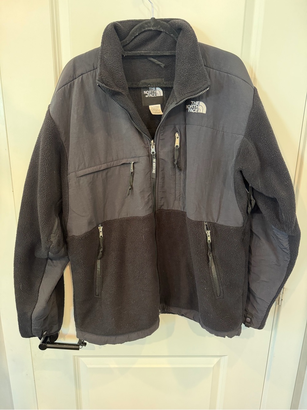 💥VTG The North Face Mens Sz. L Black Denali Polartec Fleece Jacket Full Zip Y2K